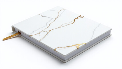 marble notebook golden veins perfect stylish writing adding elegance workspace isolated white background