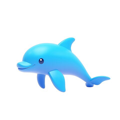 Fototapeta premium Blue Dolphin 3D rendering Cartoon plastic style icon, PNG file isolated on transparent background ,cut out,