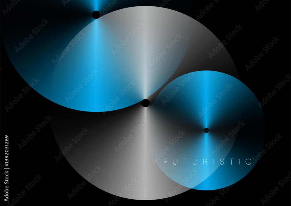 Leinwandbilder blue and grey metallic glossy circles abstract minimal tech background. geometric vector design