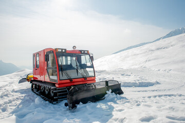Snow groomer preparing the track