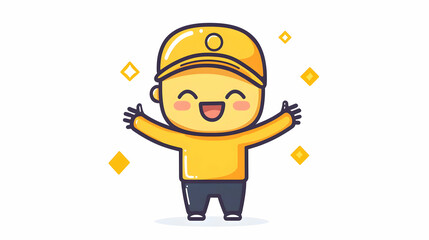 flash drive character dancing with a cap hat and smiling face, white isolate