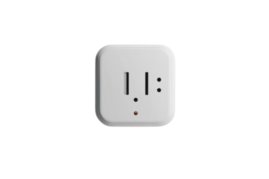 Minimalist white square device with unique punctuation design on a clean white background isolated on transparent background