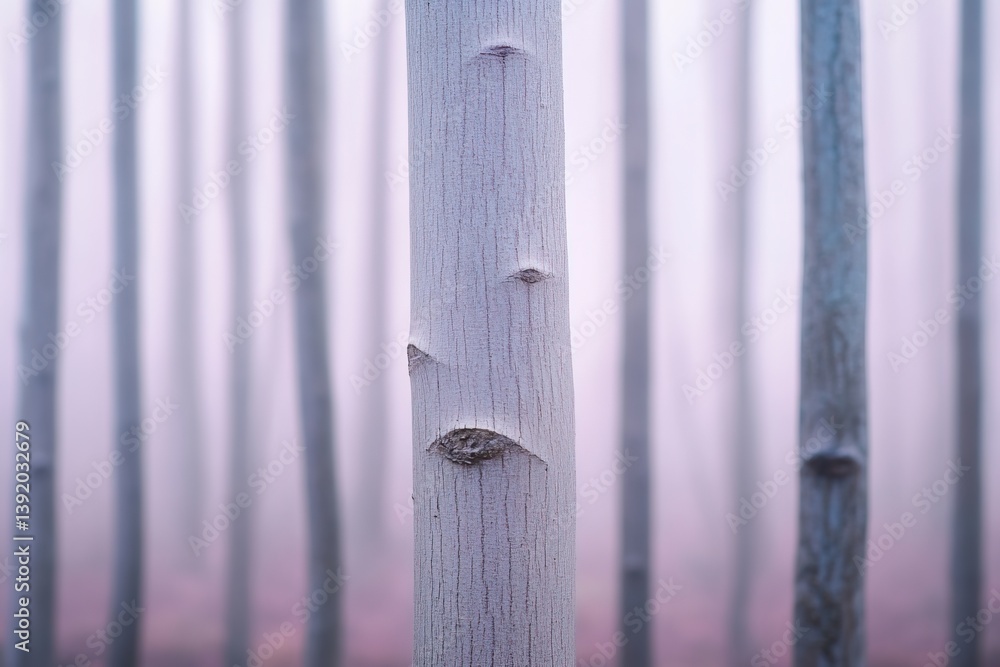 Poster white tree trunks create a serene forest atmosphere
