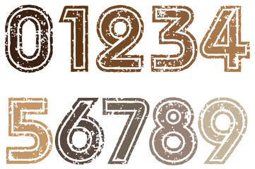 Decorative numeral font from 0 to 9. Vector black digits with elegant and complex style, number digit set