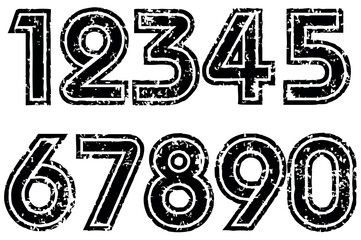 Decorative numeral font from 0 to 9. Vector black digits with elegant and complex style, number digit set