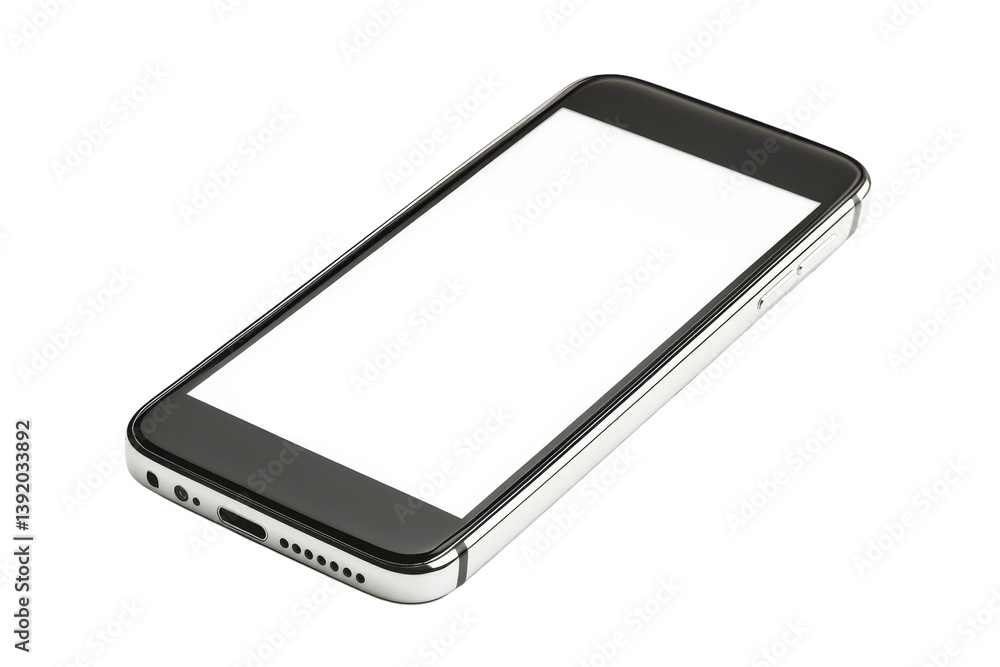 Poster sleek black smartphone with blank screen isolated on white background modern device mockup isolated 
