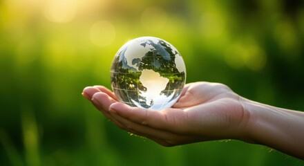 Save the earth globe in hand care