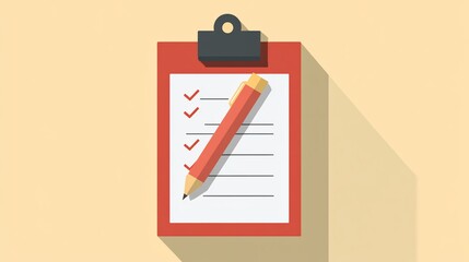 Illustration of a clipboard with checklist and pen, perfect for reminders