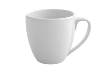 Simple white coffee mug clean design perfect for everyday use minimalist aesthetic smooth curve isolated on transparent background