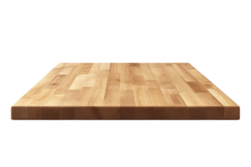 Warm light brown wood butcher block countertop perfect for kitchen or workspace Clean simple design isolated on transparent background