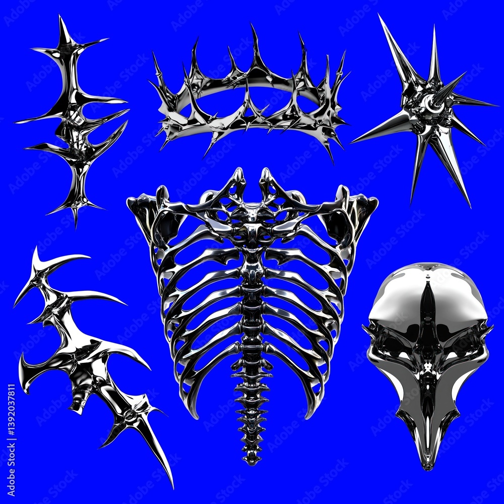 Poster cybersigil goth design element design element set