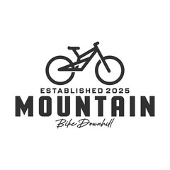 Fototapeta premium Extreme Downhill Mountain Biking Adventure Monochrome Vector Design