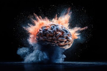 Dynamic explosion of colors representing brain concepts abstract art digital space innovative ideas artistic perspective
