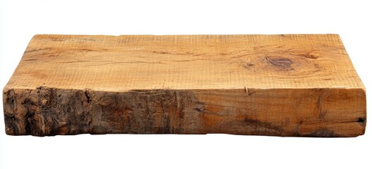 Naklejka premium Wooden Slab's Natural Grain: A close-up shot reveals a rustic wooden slab, showcasing its natural grain patterns, textures, and organic irregularities.