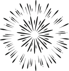 Radiant Firework Blast Line Art Vector – Abstract Festive Burst Design