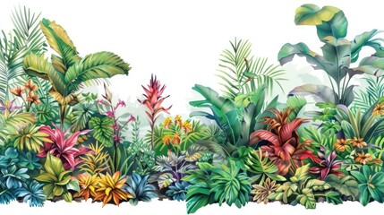 Fototapeta premium Vibrant tropical jungle foliage