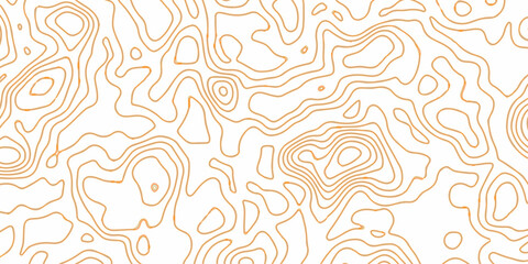 Orange and white wavy abstract topographic map contour, lines Pattern background. Topographic map and landscape terrain texture grid. Wavy banner and color geometric form. Vector . 