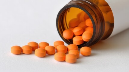 Orange pills spilling from a bottle