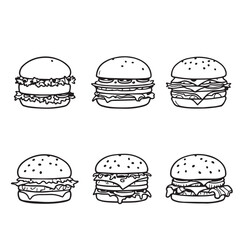 Double Cheeseburger Vector Line Art for Designers
