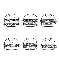 Double Cheeseburger Vector Line Art for Designers
