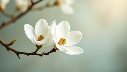 simplistic beauty white magnolias branch light natural setting highlighting elegance serenity found simple