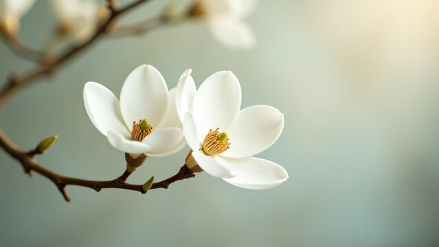 simplistic beauty white magnolias branch light natural setting highlighting elegance serenity found simple