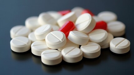 Pile of white and red pills