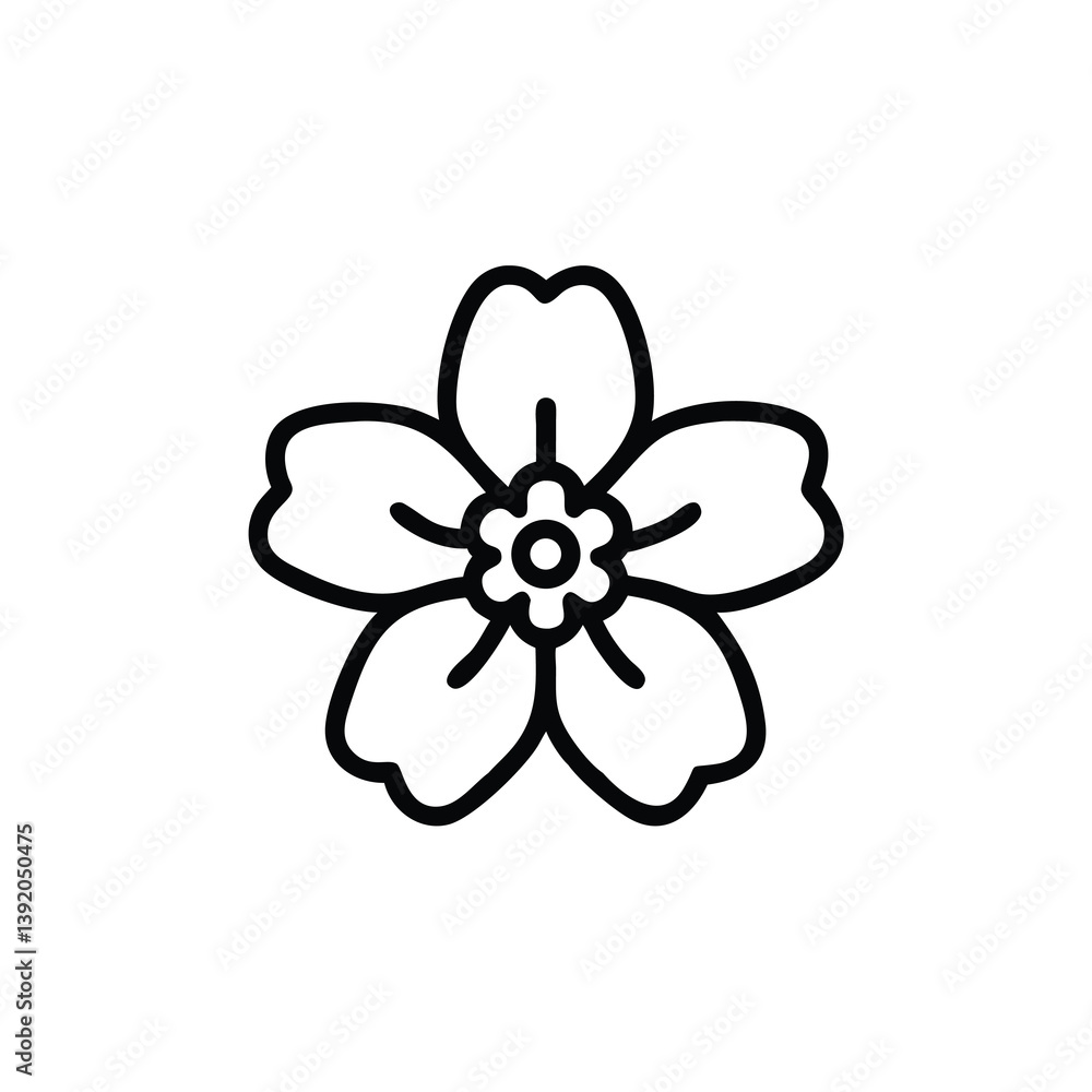 Poster simple flower outline vector icon isolated on white background design element