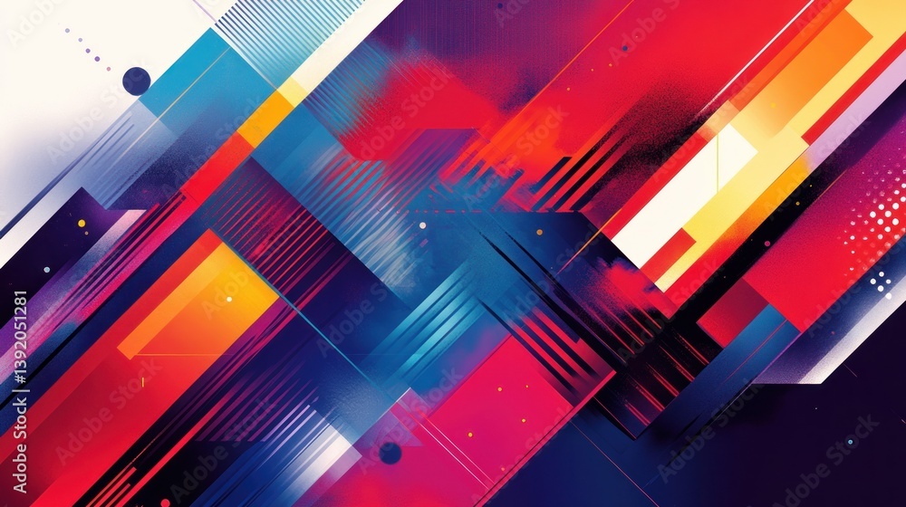 Poster dynamic interplay of colors and geometric forms creating an expressive contemporary abstract artwork