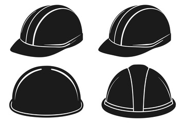 set of Hard Hat silhouette vector illustration