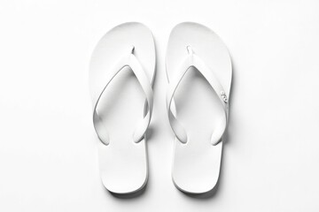 Pair of white flip-flops isolated on pure white background , items, pair