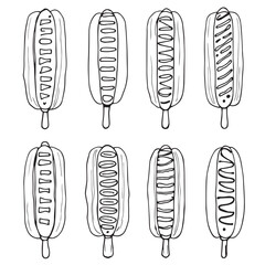 Creative Corn Dog Vector Line Art Design Ideas