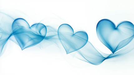 Flowing Blue Hearts on White Background – Abstract Romantic Design
