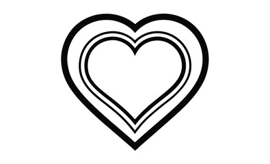 Black heart shape icon flat silhouette, heart shape black isolated on white background, heart-shaped flat icon symbol, black heart shape for decoration valentine's card, heart shape