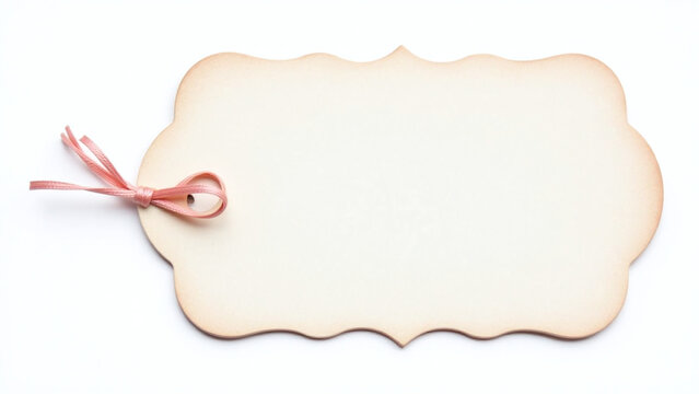 soft pastel ribbon decorative tag scalloped edge suitable gift wrapping crafting isolated white background digital