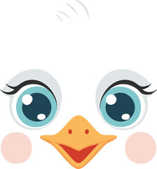 Obraz premium Vector Adorable Penguin Face Illustration with Bold Colors and Simplified Shapes for Children’s Books
