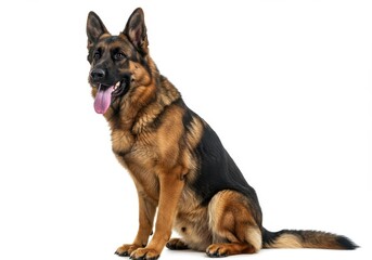 german shepherd sitting pose alert