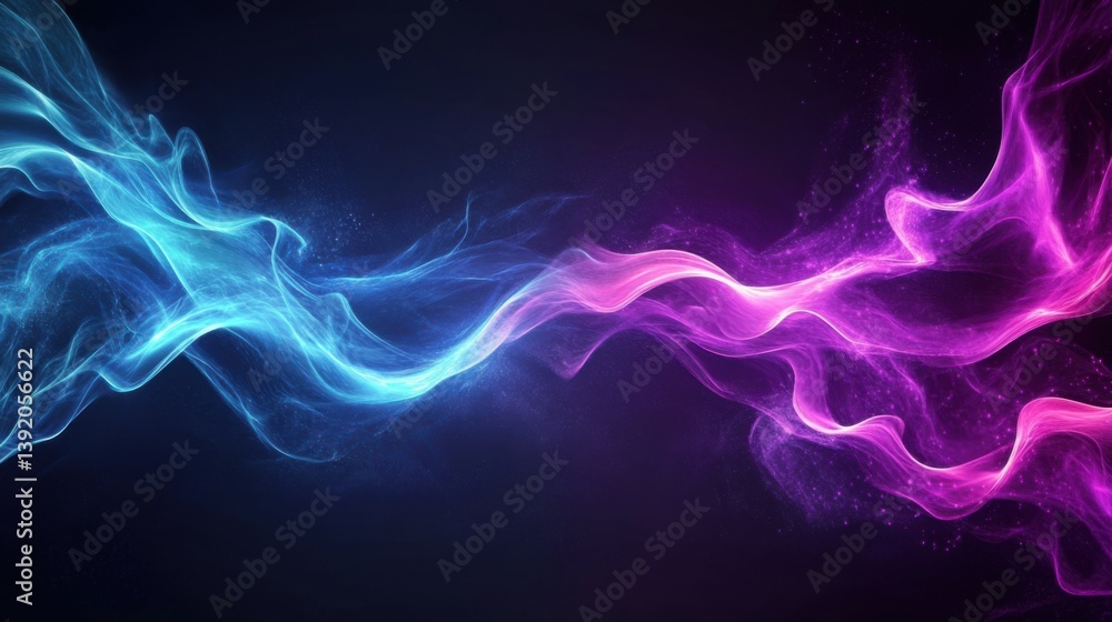 Aufkleber abstract colorful smoke waves in blue and pink tones on a dark background creating a dynamic visual 