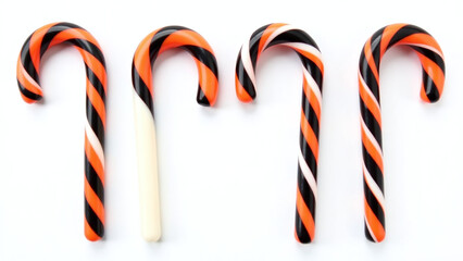 spooky candy canes add bold twist holiday treats featuring bright orange black stripes isolated white