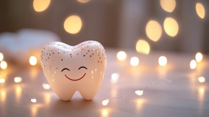 Cute smiling tooth ornament with soft lights