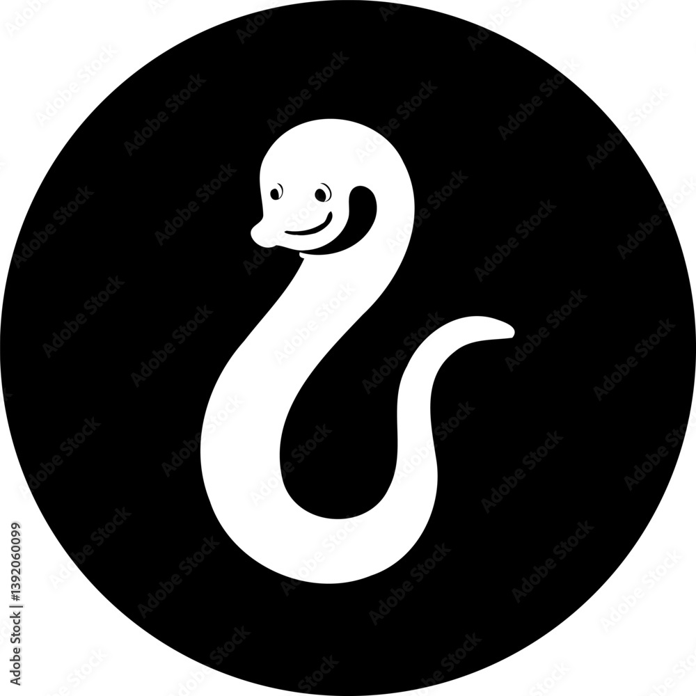 Poster stylized serpentine creature graphic within a contrasting circular backdrop image