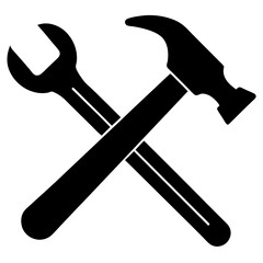 Hammer and Wrench silhouette vector illustration
