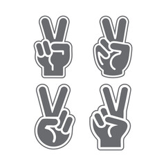 set of hand peace sign icons