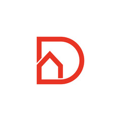 letter d simple home shape lines logo vector