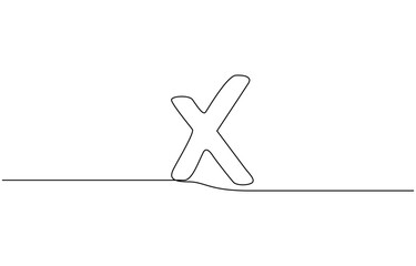 A single line drawing of a cross. Continuous line cross icon, Cross Continuous Line Draw Long line cross icon. X. Continuous line. Vector single line drawing of a file with cross symbol.