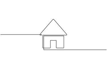 Continuous line simple house.one line drawing of housing, House continuous one line drawing of house icon  Isolated on white background vector illustration.