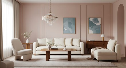 Serene Living Room: A 3D Render AI Generated