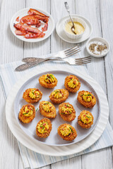Deep fried deviled eggs with coating of panko