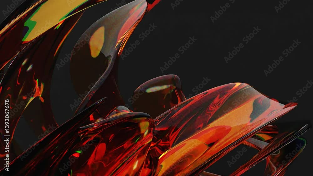 Poster 3d rendering of abstract background animation with abstract moving glass