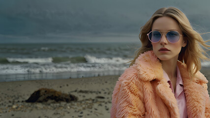 Stylish Women in Vibrant Coats with Blue Glasses